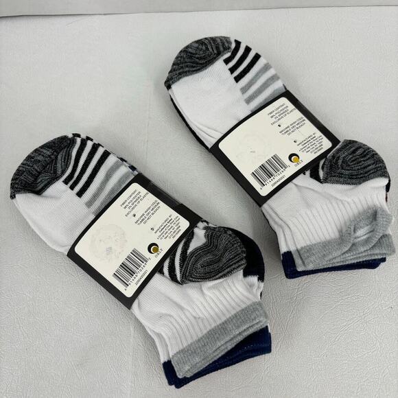 Ankle Socks 4 Pack Lot of 2 Boy's Large 4-10 Black White Red Multicolor - Picture 2 of 7